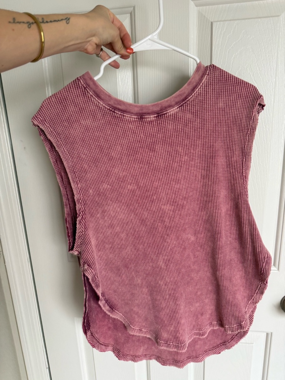 BDG Washed Rose Muscle Tee - Ribbed Sleeveless Top